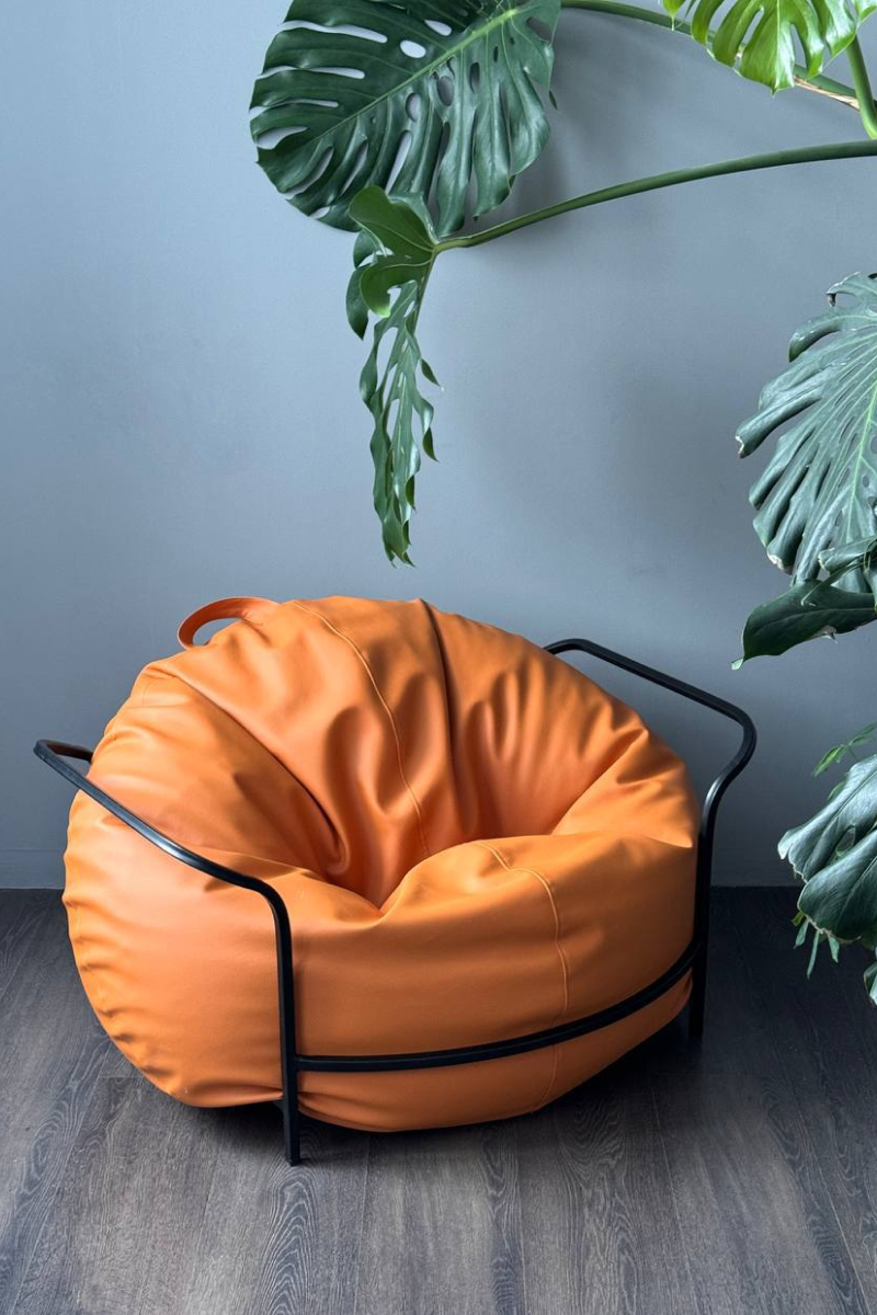 картинка Кресло Лофт Эко Кожа Оранжевый от магазина бескаркасной мебели Bag Life+