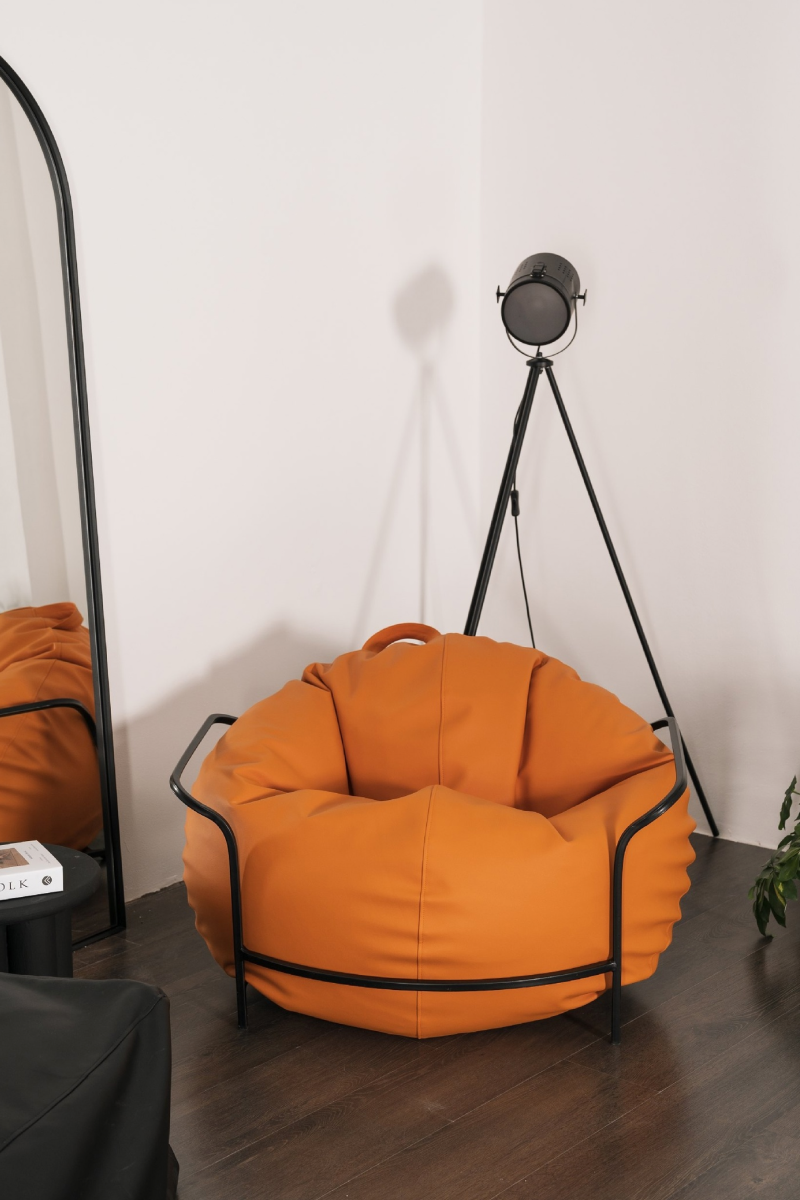 картинка Кресло Лофт Эко Кожа Оранжевый от магазина бескаркасной мебели Bag Life+